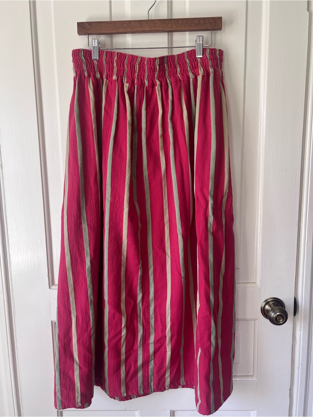 Ace & Jig Pink RaRa Watermelon Pink Stripe Maxi Skirt with Cream & Green Stripes